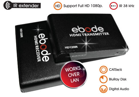 ebode HDMI extender over single CAT5e/6 (also over LAN) with IR!