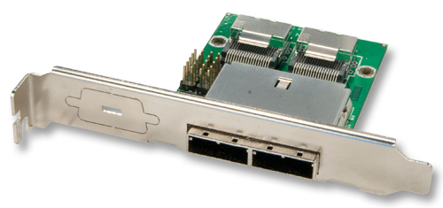 Adattatore su staffa MiniSAS da SFF8087 (interno) a SFF8088 (esterno), 2 porte