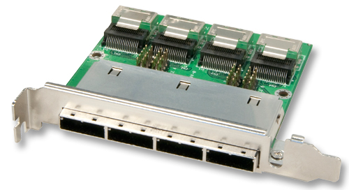 Adattatore su staffa MiniSAS da SFF8087 (interno) a SFF8088 (esterno), 4 porte