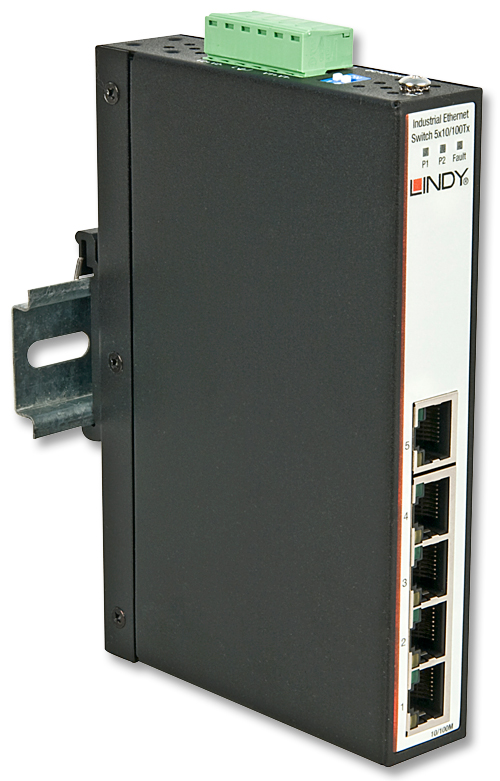 Switch Industrial 10/100 per guide DIN, 5 Porte
