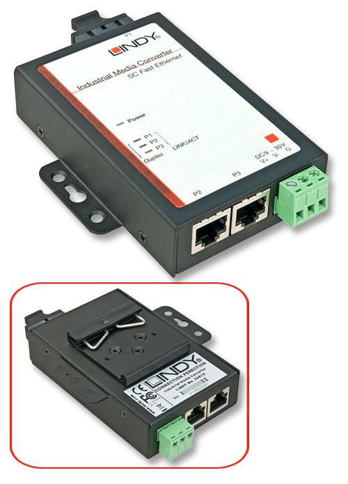 Media-Converter Industrial SC 100Base FX, MultiMode per guide DIN
