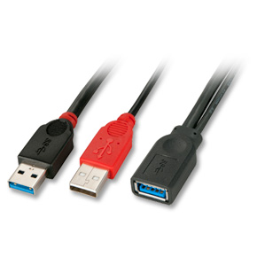 Cavo USB 3.0 Dual Power 2 x Tipo A a Tipo A Femmina, 1m