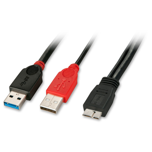 Cavo USB 3.0 Dual Power 2 x Tipo A a Micro-B, 0,5m