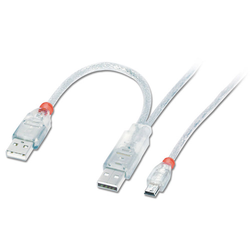 Cavo USB 2.0 Dual Power 2 x Tipo A (50cm) / Mini-B, 1m
