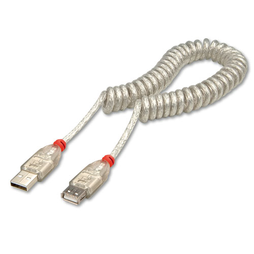 Prolunga USB 2.0 spiralata Tipo A M/F, 2m