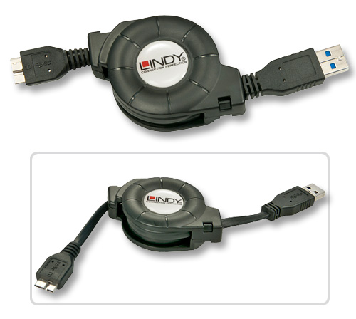 Cavo USB 3.0 riavvolgibile Tipo A / Micro B 0,8m