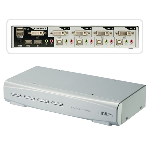 KVM Switch Pro DVI-I Audio, 4 Porte