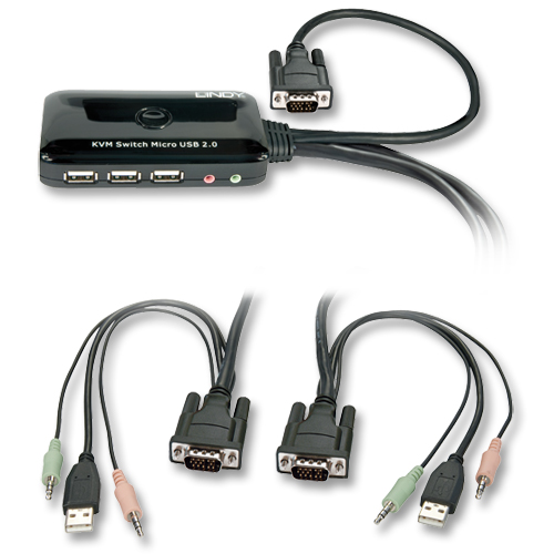 KVM Switch Compact USB Audio, 2 Porte