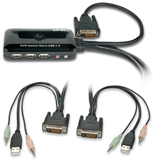 KVM Switch Compact USB Audio DVI, 2 Porte