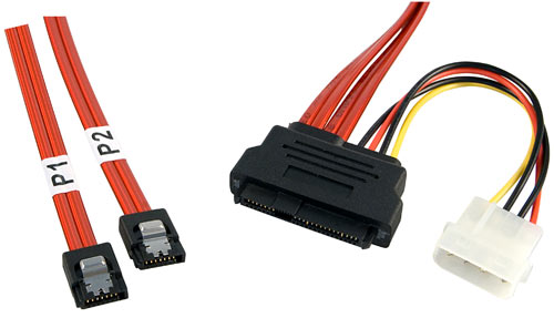 Cavo interno SATA Multilane & SAS SFF-8482 + alimentazione 5,25" a 2 x SATA, 0,5m