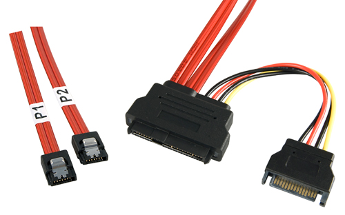 Cavo interno SATA Multilane & SAS SFF-8482 + alimentazione SATA a 2 x SATA, 0,5m