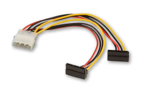 Adattatore alimentazione interno 5,25" M / 2 x SATA F ad angolo