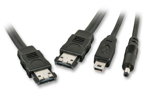 Cavo-Splitter Esterno Power-over-eSATA & USB Mini-B + 5V DC, 0,5m