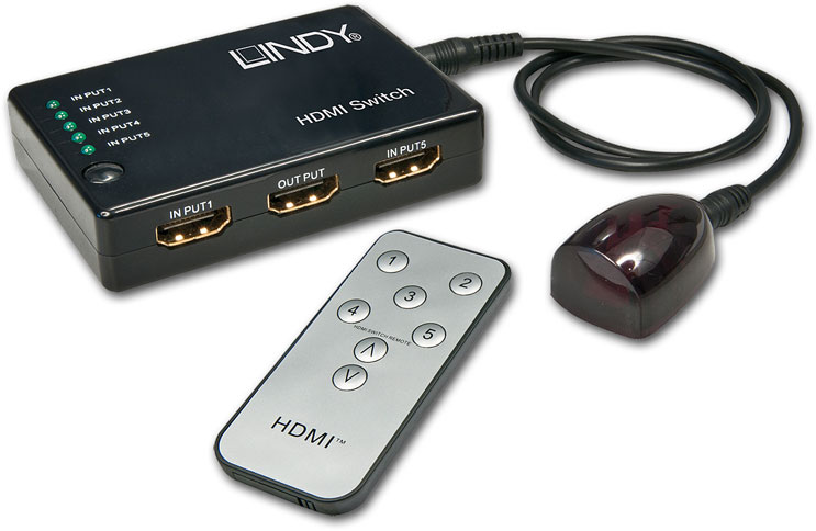 Compact Switch HDMI Remote 5:1 Full HD 1080p 3D