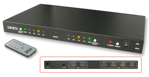 Switch HDMI 4 x 2 + Audio Matrix Remote