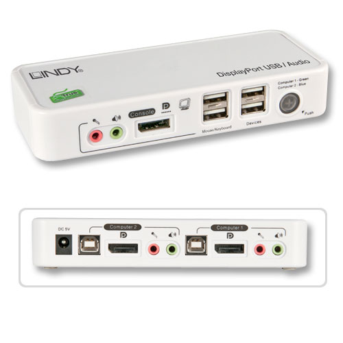 KVM Switch PRO DisplayPort, USB & Audio 2 porte