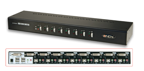 KVM Switch PRO DVI, USB 2.0 & Audio, 8 Porte