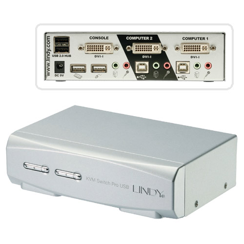KVM Switch Pro DVI-I Dual Link USB 2.0 & Audio, 2 Porte