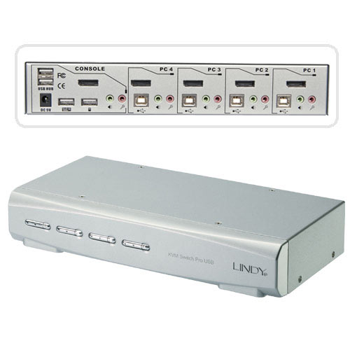 KVM Switch PRO DisplayPort, USB & Audio 4 porte