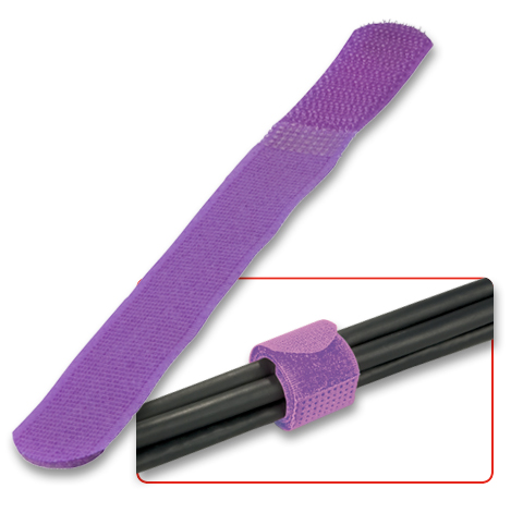 Fascette ferma cavi in velcro viola, 10pz.