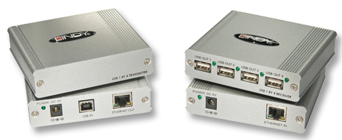 Extender USB 2.0 Cat.5 con Hub 4 Porte, 150m