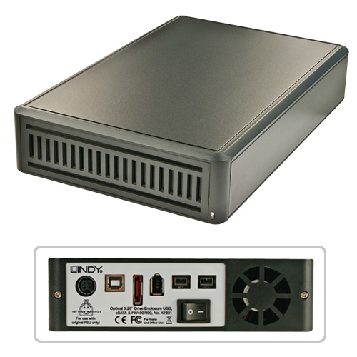 Astuccio esterno IDE & SATA da 5,25" USB 2.0 / eSATA & FireWire 400-800 / CD / DVD / DB Premium