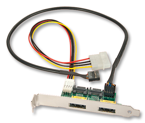 Adattatore su staffa eSATAp 5 e 12V, 2 porte