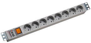 Multipresa a 8 ingressi Schuko 19" con interruttore