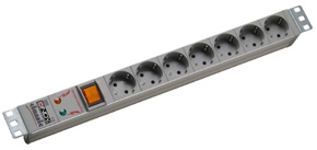 Multipresa a 7 ingressi Schuko 19" con protezione da sovratensioni & interruttore