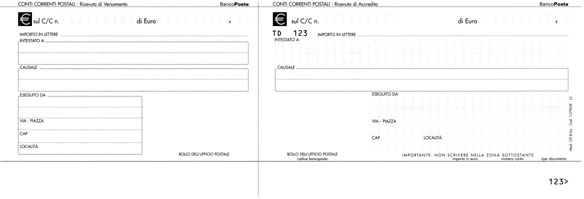 Bollettino Postale TD 123 bianco generico