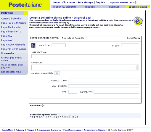 Bollettino on-line Poste