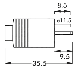 Dimensioni connettore Alpha punto e linea DIN 41529