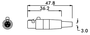 Dimensioni connettore mini-XLR Alpha 40-223