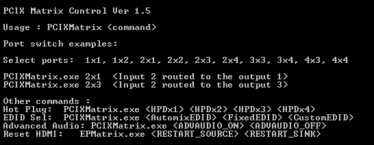 PCIX Matrix Control command-line utility per HDFury PCI-MX 44UHD